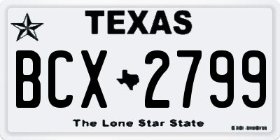 TX license plate BCX2799
