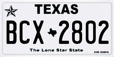 TX license plate BCX2802