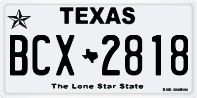 TX license plate BCX2818