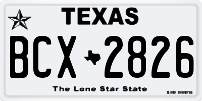 TX license plate BCX2826