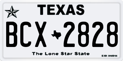 TX license plate BCX2828