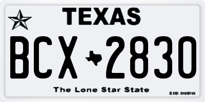 TX license plate BCX2830
