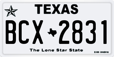 TX license plate BCX2831