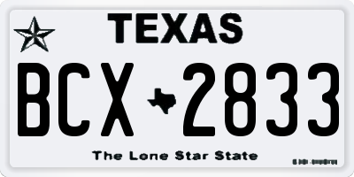 TX license plate BCX2833