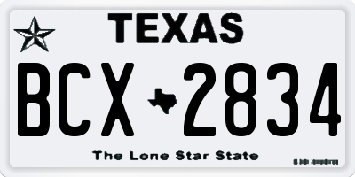 TX license plate BCX2834