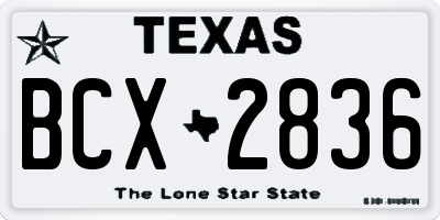 TX license plate BCX2836