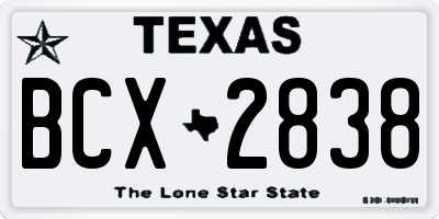 TX license plate BCX2838