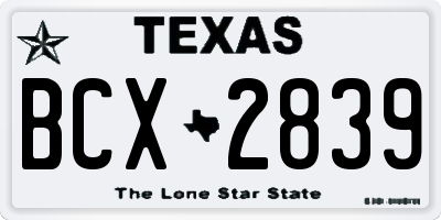 TX license plate BCX2839