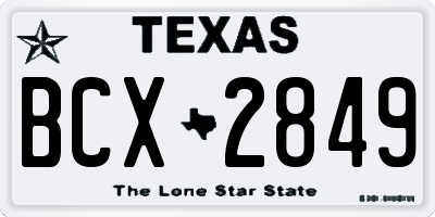 TX license plate BCX2849