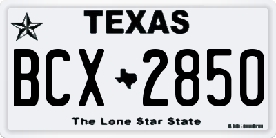 TX license plate BCX2850