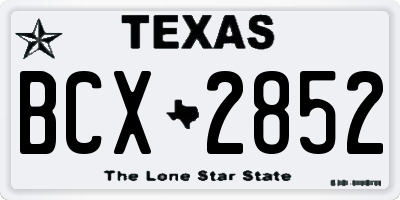 TX license plate BCX2852