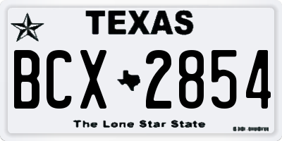 TX license plate BCX2854