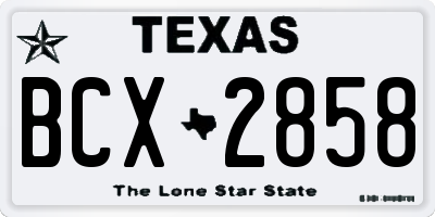 TX license plate BCX2858