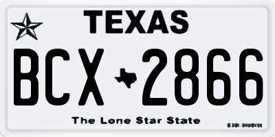 TX license plate BCX2866