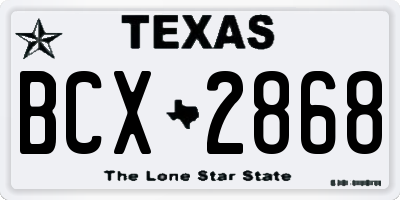 TX license plate BCX2868