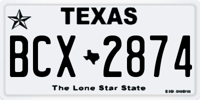 TX license plate BCX2874