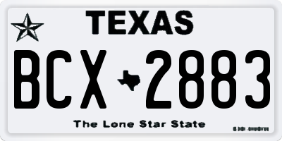 TX license plate BCX2883