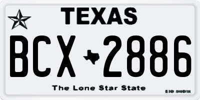 TX license plate BCX2886