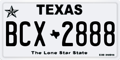 TX license plate BCX2888