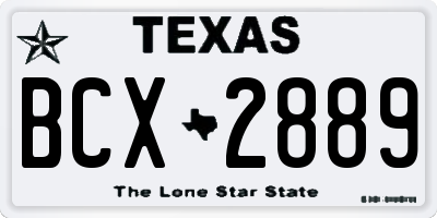 TX license plate BCX2889