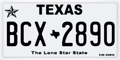 TX license plate BCX2890
