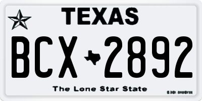 TX license plate BCX2892