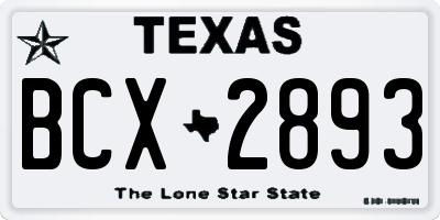 TX license plate BCX2893