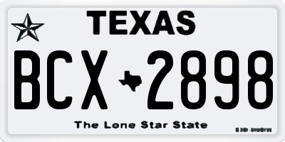 TX license plate BCX2898