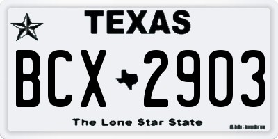 TX license plate BCX2903