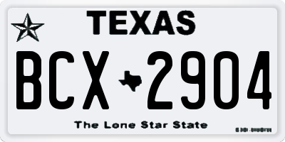 TX license plate BCX2904