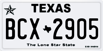 TX license plate BCX2905