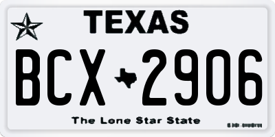 TX license plate BCX2906