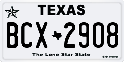 TX license plate BCX2908