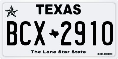 TX license plate BCX2910
