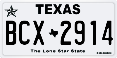 TX license plate BCX2914