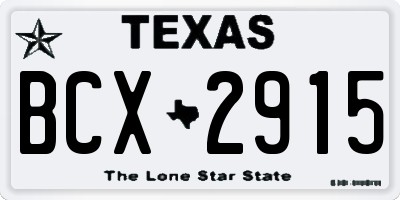 TX license plate BCX2915