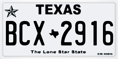 TX license plate BCX2916