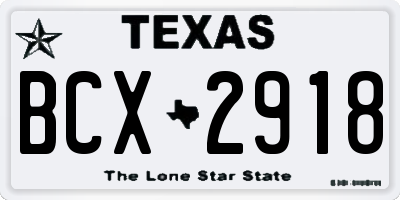 TX license plate BCX2918