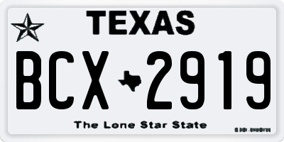 TX license plate BCX2919