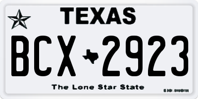TX license plate BCX2923