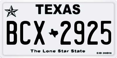 TX license plate BCX2925