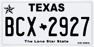 TX license plate BCX2927