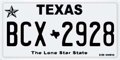 TX license plate BCX2928