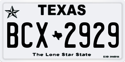 TX license plate BCX2929