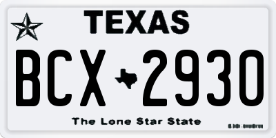 TX license plate BCX2930