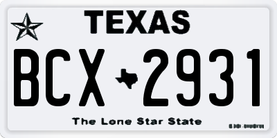 TX license plate BCX2931