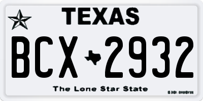 TX license plate BCX2932