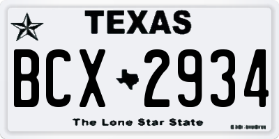 TX license plate BCX2934