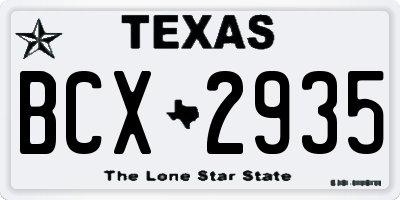 TX license plate BCX2935