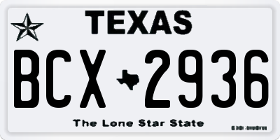 TX license plate BCX2936